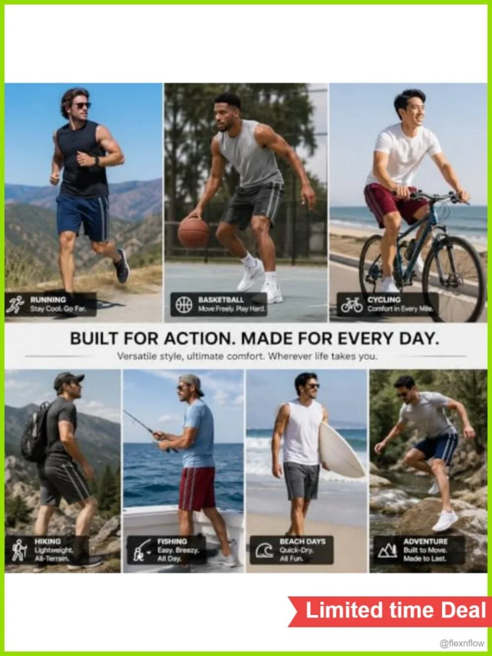5 Pack Men's Athletic Quick-Dry Gym Shorts with Pockets
